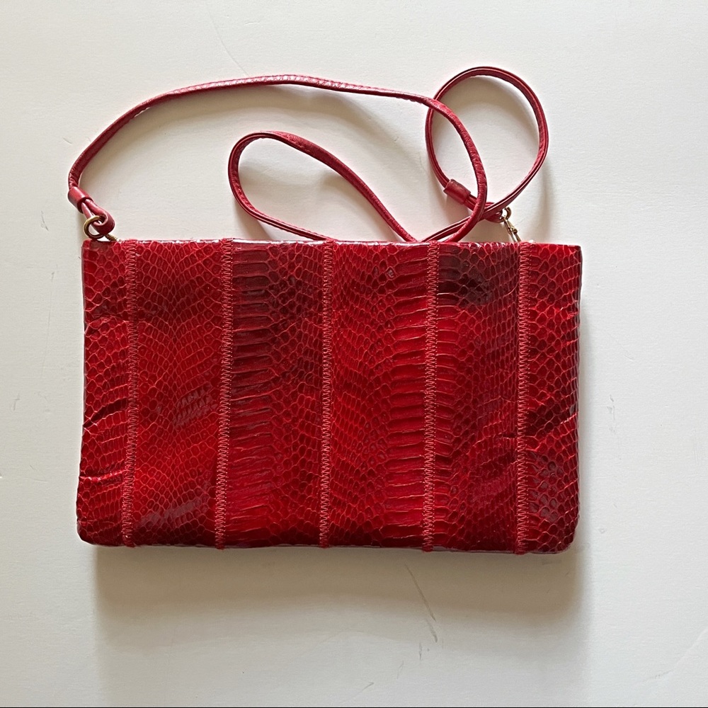 1970s vintage Clemente red snake skin bag